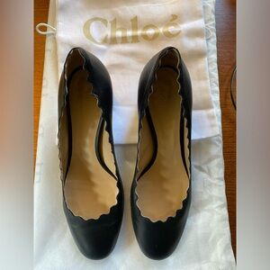 Chloe Black Scallop Pump -Size 6.5